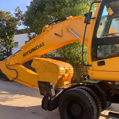 হিউন্ডাই 210W-7 পুরানো চাকা খননকারী, ব্যবহৃত নির্মাণ সরঞ্জাম 124KW খনির জন্য