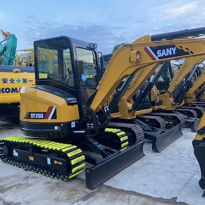 পৃথিবী সরানো ব্যবহৃত SANY 35U Excavator Digger জল শীতল হলুদ রঙ